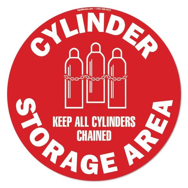 Keep Cylinders Chained 16in Non-Slip Floor Marker, 6PK, 16 in L, 16 in H, FD-2-C-16-6PK-99920, Signmission, Mfr#: FD-2-C-16-6PK-99920